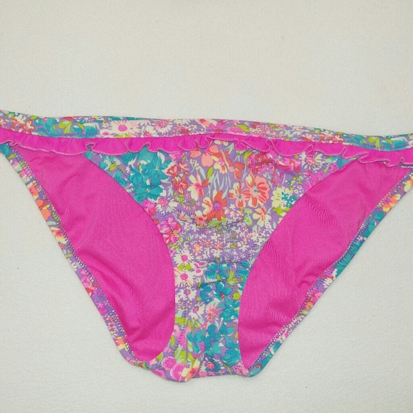 Victoria S Secret Swim Victorias Secret Hot Pink Floral Smocked Bikini Poshmark